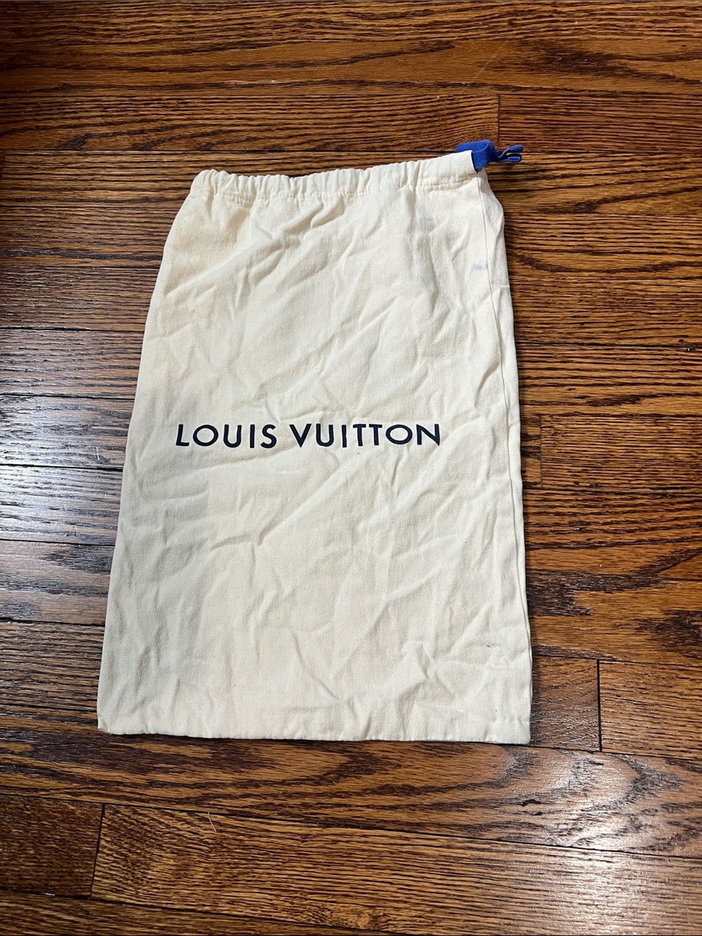 Louis Vuitton Cream Drawstring Dust Bag with Blue Accent